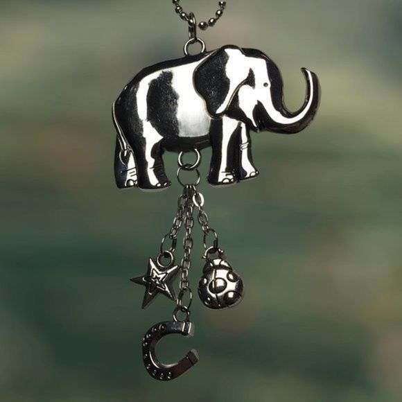 Silver Tone Lucky Elephant Handbag Luggage Tag Luck Charms - Picture 8 of 8